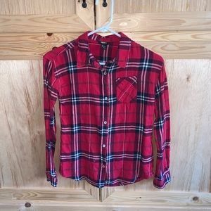 Forever 21 red plaid flannel shirt size 11/12 (L)